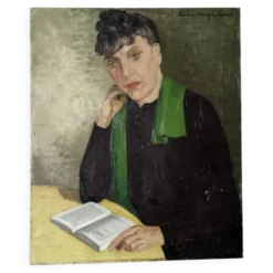 Huile sur toile portrait ancien décoration alternative campagne