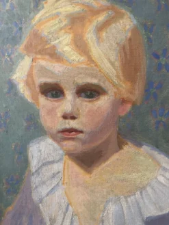 Huile sur toile, portrait d’enfant signé J. Bertrand début XXème