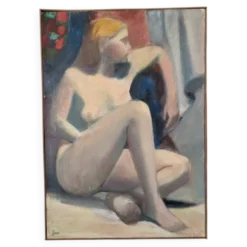 Huile sur toile portrait tableau contemporain tons pastel