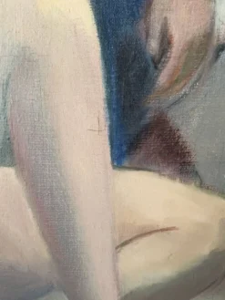 Huile sur toile portrait tableau contemporain tons pastel