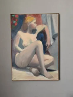 Huile sur toile portrait tableau contemporain tons pastel