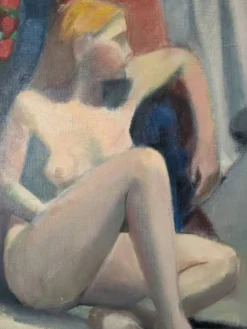 Huile sur toile portrait tableau contemporain tons pastel
