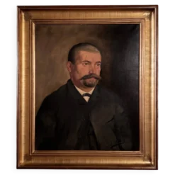 Huile sur toile portrait XIXe 1888 homme portant moustache par J. Abrol
