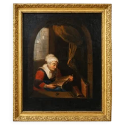 Huile sur toile – Scène de genre, XVIIIᵉ