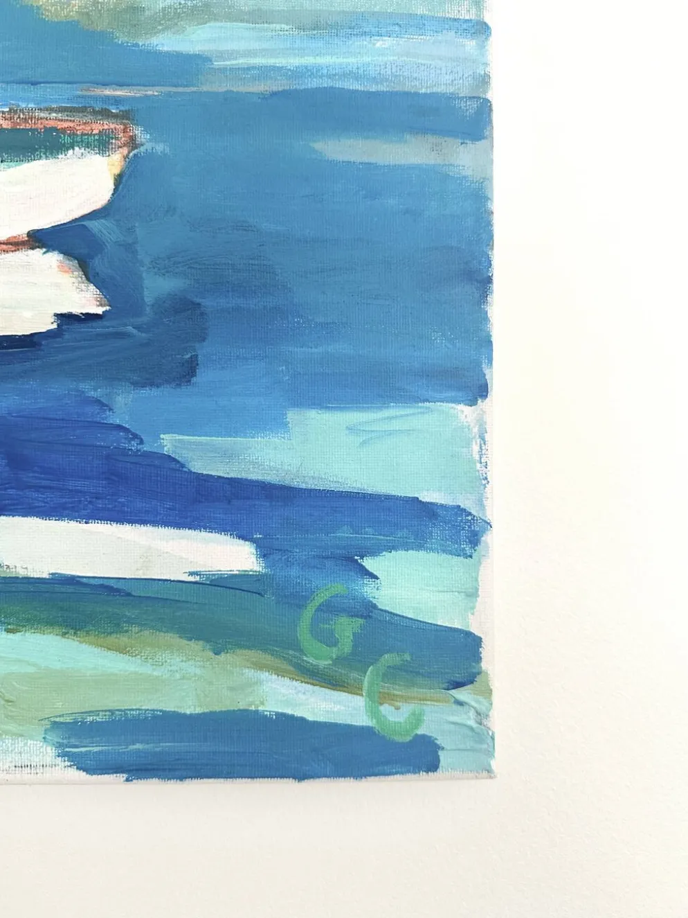 Huile sur toile signée, port de pêche aux barques colorées