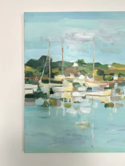 Huile sur toile signée, port de plaisance