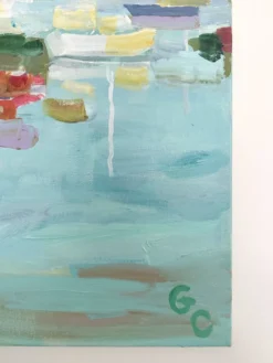 Huile sur toile signée, port de plaisance