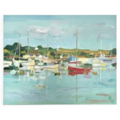 Huile sur toile signée, port de plaisance