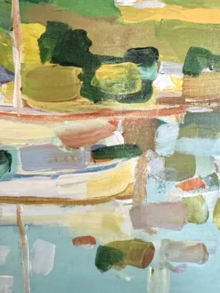 Huile sur toile signée, port de plaisance