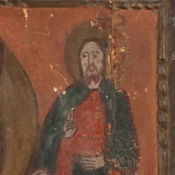 Icône ancienne Saint Nicolas, tempera sur panneau, Roumanie, XIXe siècle
