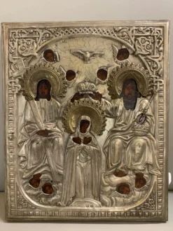 Icône « Couronnement de la Mère de Dieu » en argent, début XIXe siècle
