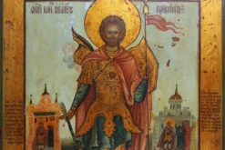 Icône religieuse russe de saint Jean le Guerrier, XIXe siècle