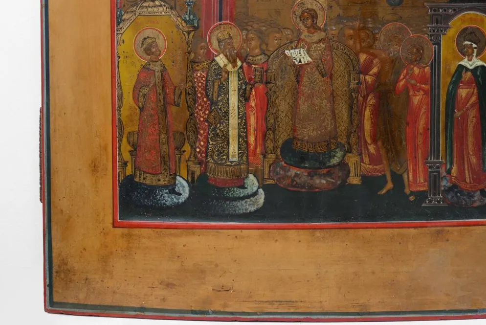 Icône russe « Intercession de la Mère de Dieu », Russie, vers 1900