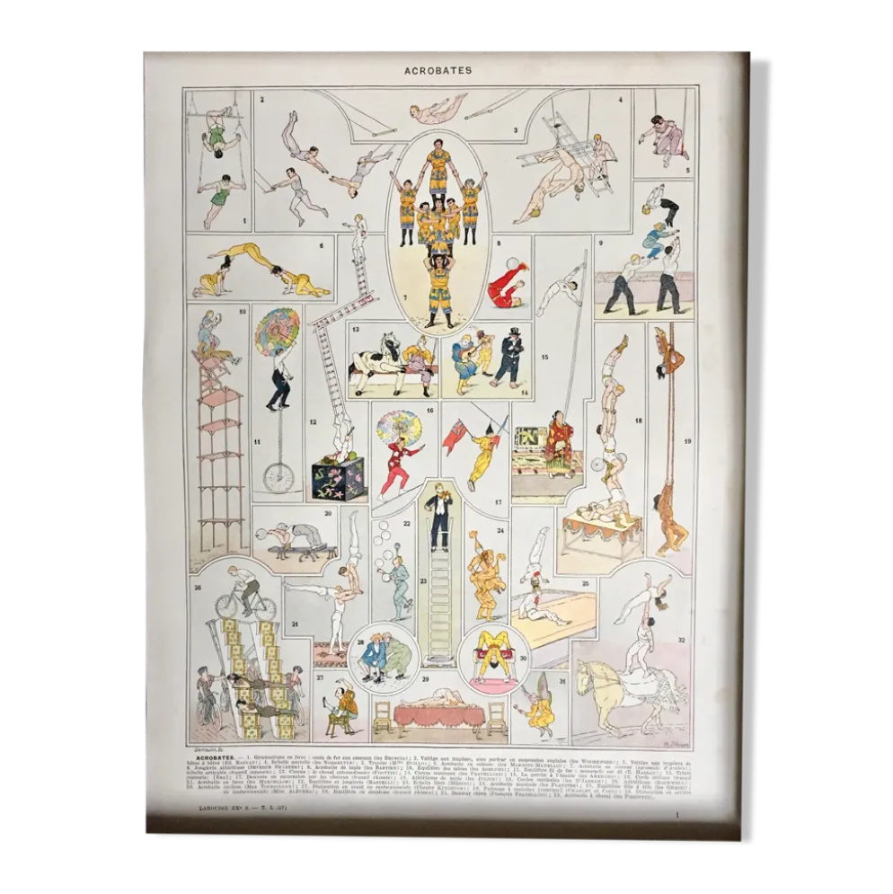 Illustration ancienne JM Vesque "Acrobates"