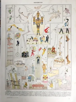 Illustration ancienne JM Vesque "Acrobates"
