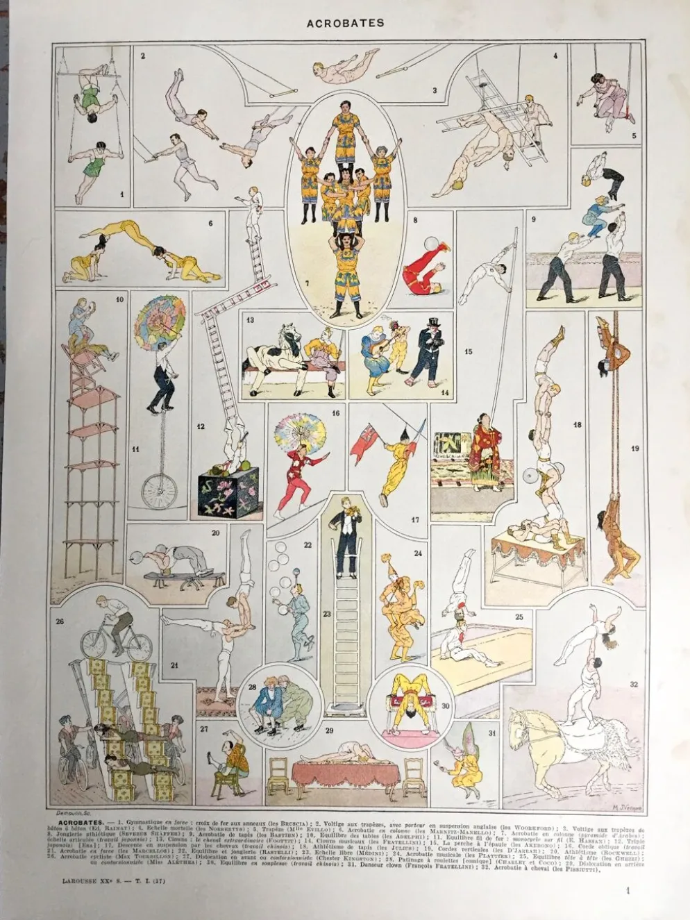 Illustration ancienne JM Vesque "Acrobates"