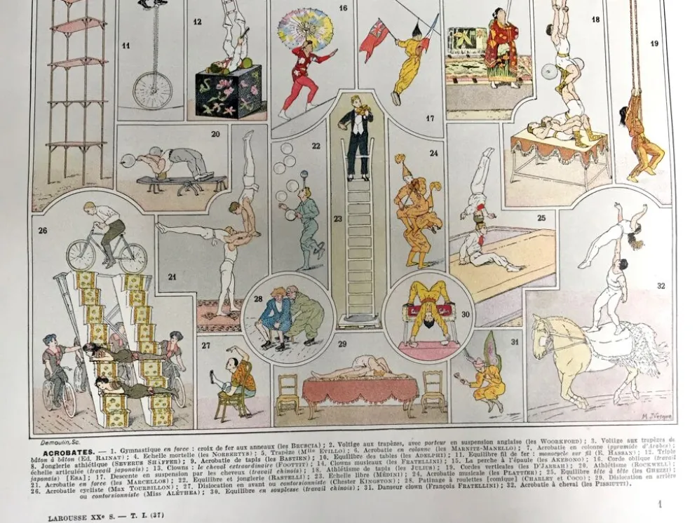 Illustration ancienne JM Vesque "Acrobates"