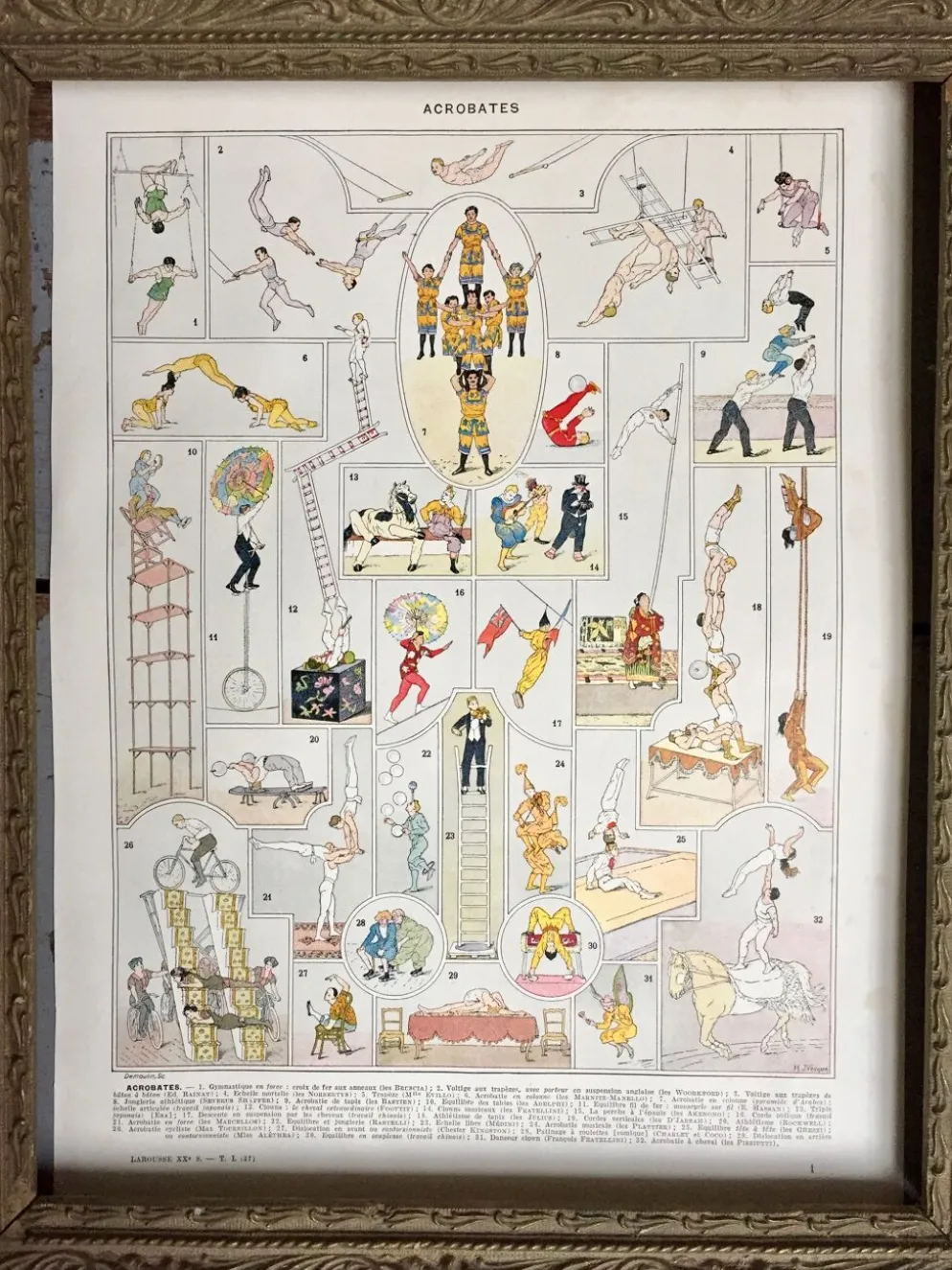 Illustration ancienne JM Vesque "Acrobates"