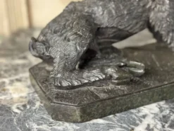 Il Porcelino d’après Pietro Tacca, sculpture en marbre vert serpentine, Italie XIXème siècle