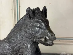 Il Porcelino d’après Pietro Tacca, sculpture en marbre vert serpentine, Italie XIXème siècle