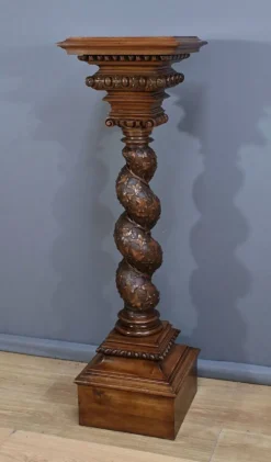Importante Colonne Pivotante en Noyer massif – 1900