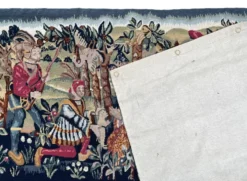 Importante tapisserie à la main Vie médiévale XXème