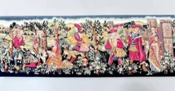 Importante tapisserie à la main Vie médiévale XXème