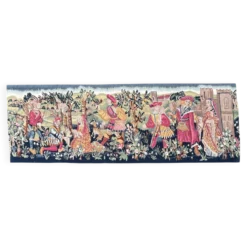 Importante tapisserie à la main Vie médiévale XXème