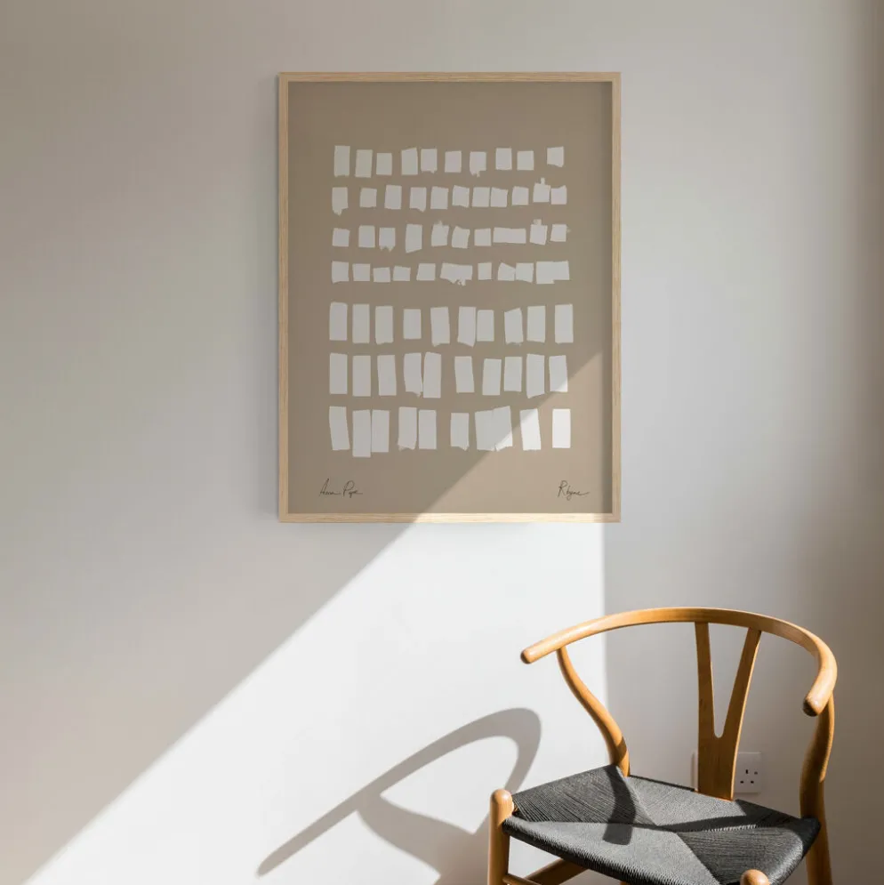 Impression abstraite beige giclée, 50x70cm