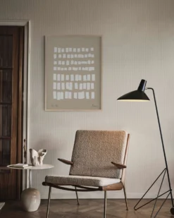 Impression abstraite beige giclée, 50x70cm