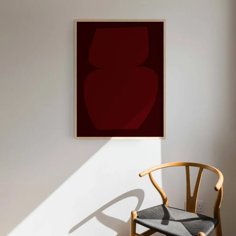 Impression giclée abstraite bordeaux, 50x70