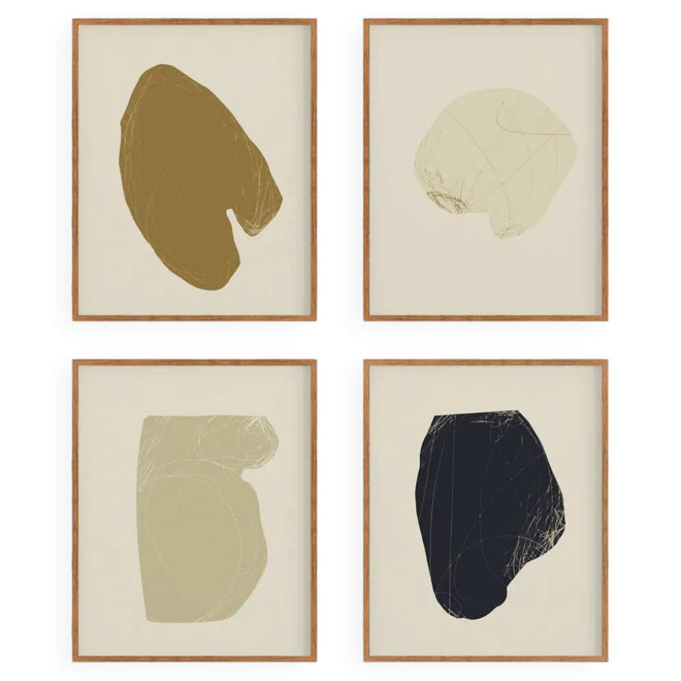 4 impressions giclées abstraites, lot de quatre, A3