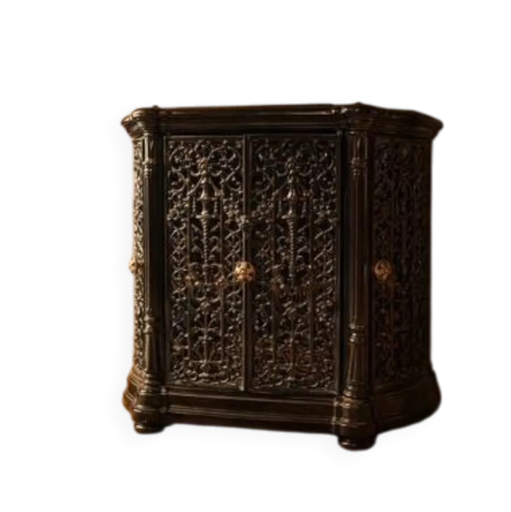 Insert de cheminée décoratif antique en fonte ornée noire style français des années 1900