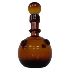 Italian Amber Glass Decanter with Stopper, 1960s
