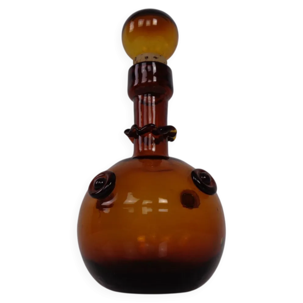 Italian Amber Glass Decanter with Stopper, 1960s