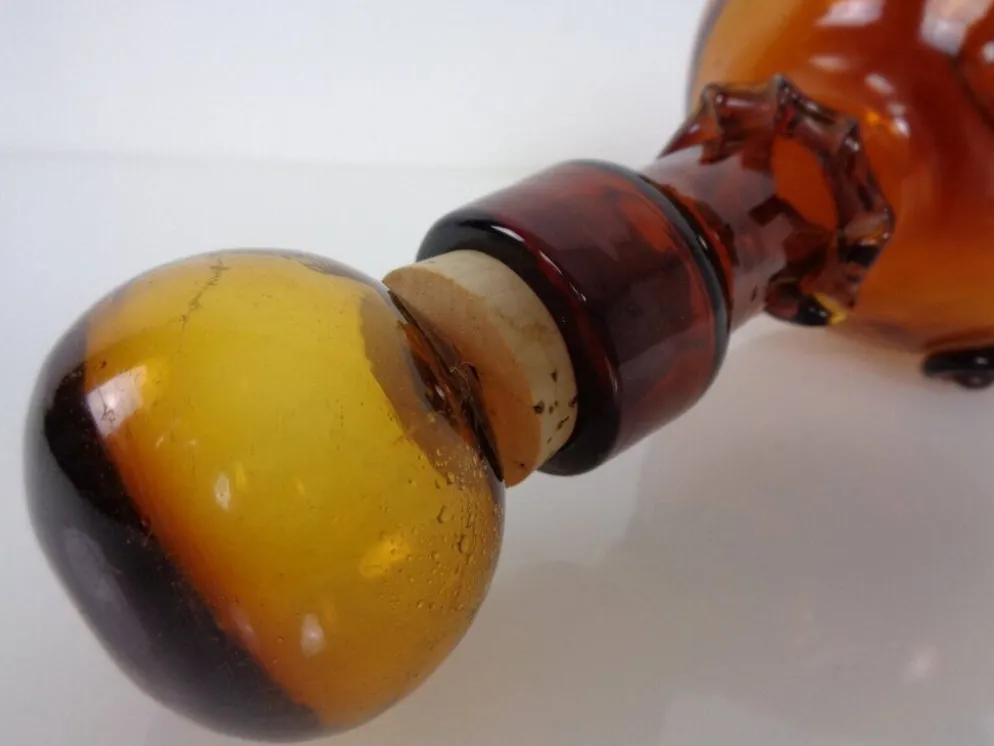 Italian Amber Glass Decanter with Stopper, 1960s