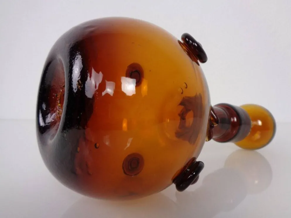 Italian Amber Glass Decanter with Stopper, 1960s