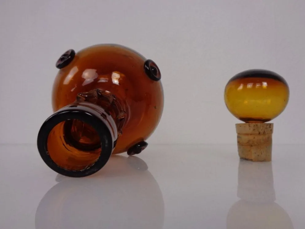 Italian Amber Glass Decanter with Stopper, 1960s