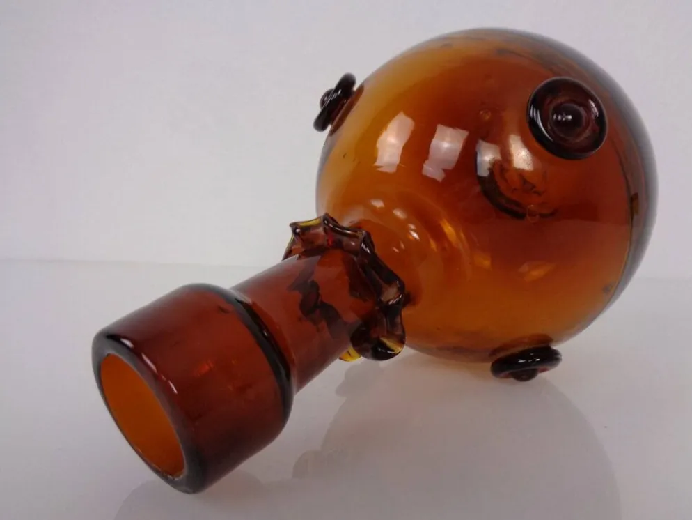 Italian Amber Glass Decanter with Stopper, 1960s