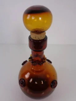 Italian Amber Glass Decanter with Stopper, 1960s