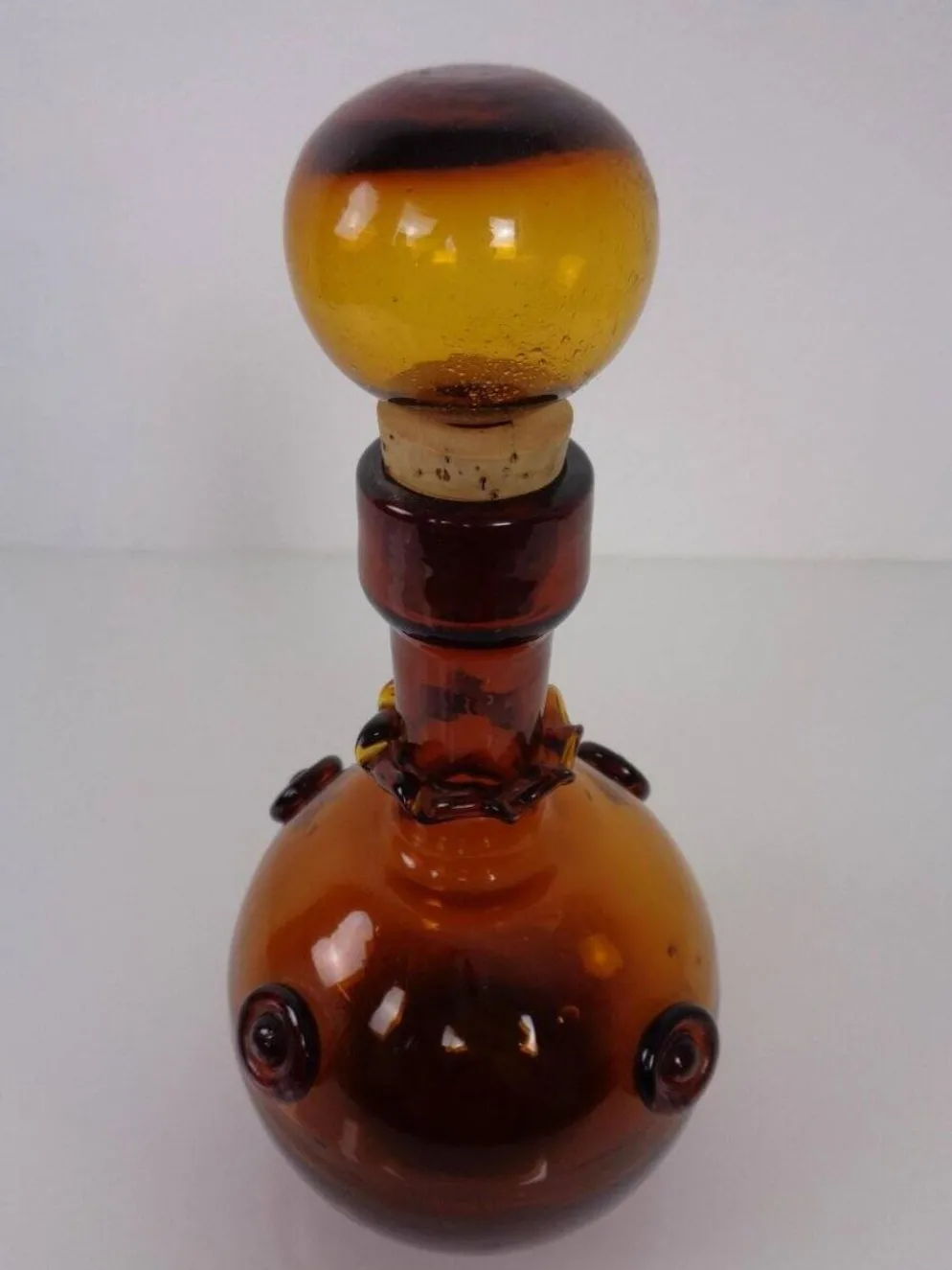 Italian Amber Glass Decanter with Stopper, 1960s