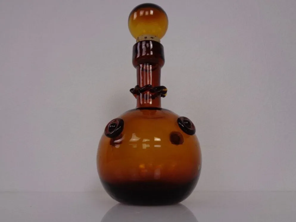 Italian Amber Glass Decanter with Stopper, 1960s