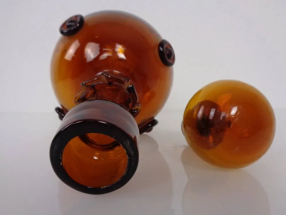 Italian Amber Glass Decanter with Stopper, 1960s