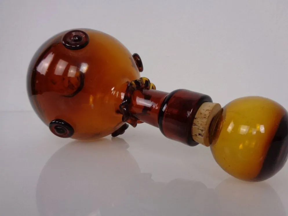 Italian Amber Glass Decanter with Stopper, 1960s