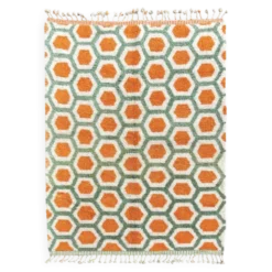 Izi-tapis marocain sur mesure – design artistique vert et orange