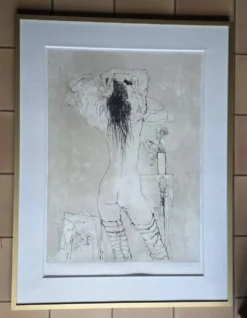 JANSEM Jean lithographie Nu De Dos A La Rose Vers 1970