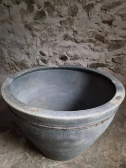 Jardinière ancienne en terre cuite – Cuve à lessive XIXe siècle XXL