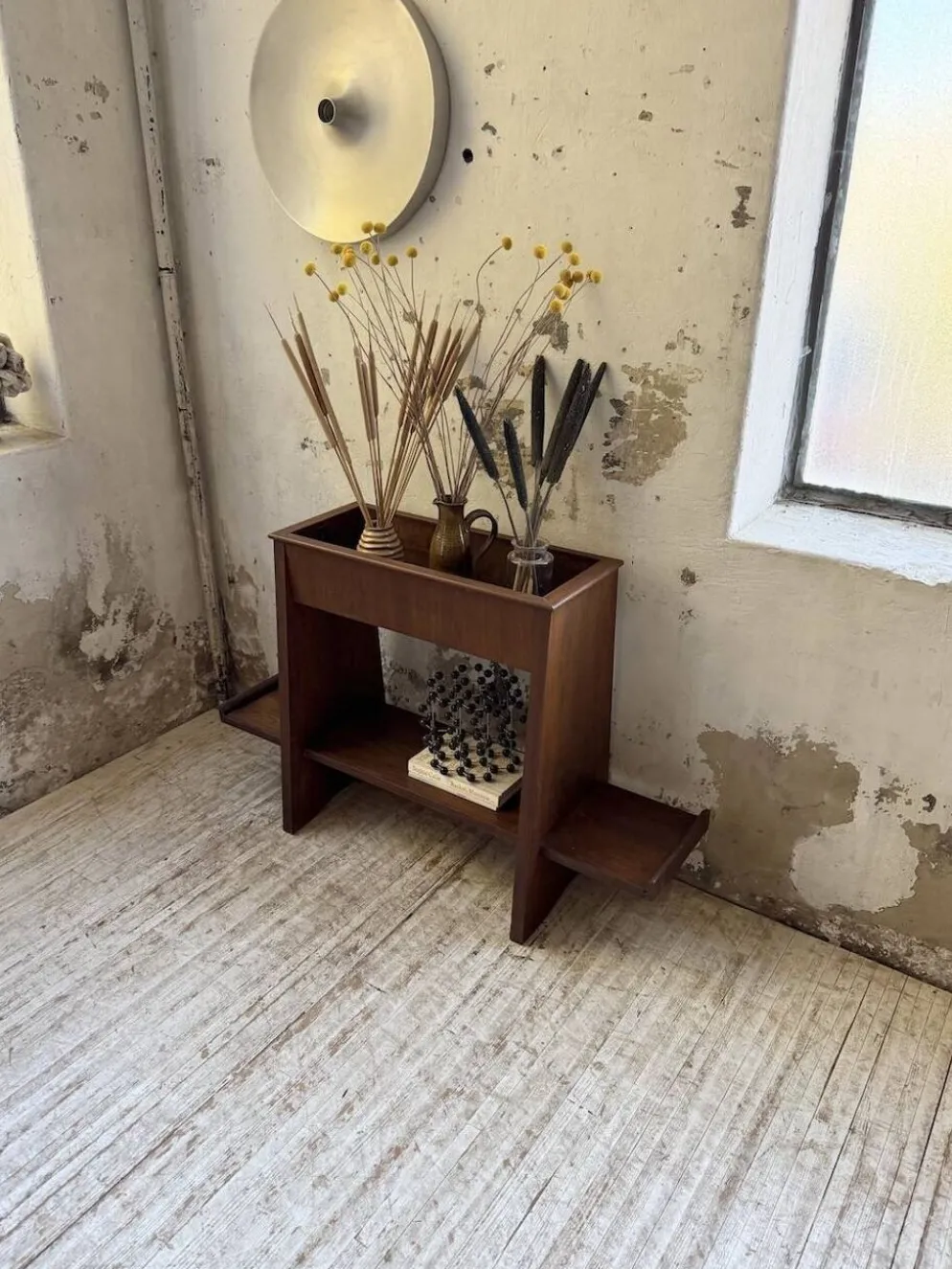 Jardinière années 50 palissandre constructiviste