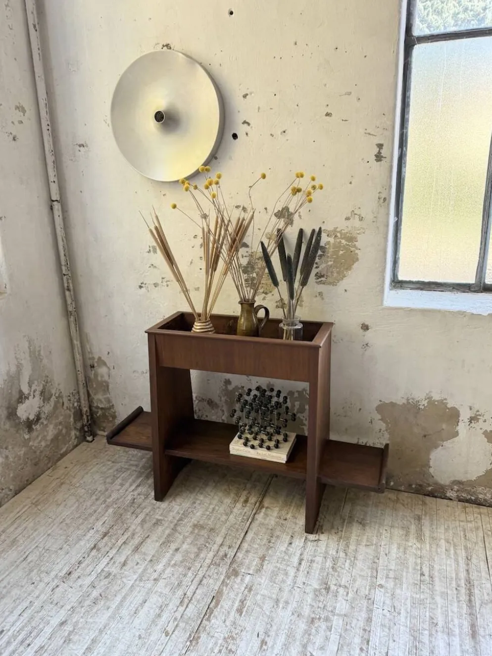 Jardinière années 50 palissandre constructiviste