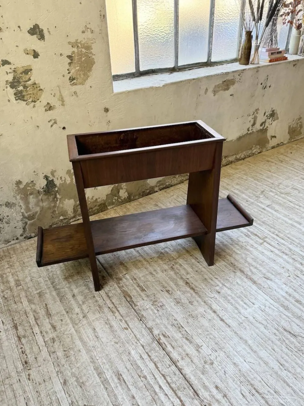 Jardinière années 50 palissandre constructiviste